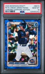 Pete Crow-Armstrong 2020 Bowman Draft cromo zafiro #BD72 PSA 10 - Imagen 1 de 2