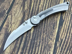 SixLeaf Folding Knife D2 Titanium/Carbon Fiber Handle Outdoor Knife SL-77-TI-CF - Picture 1 of 11