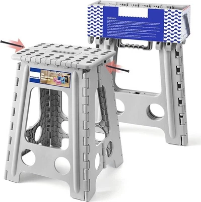 Folding Step Stool Plastic Foldable Stools Upgraded Lock Version 11" 16" 17.5" - Image 1 of 4