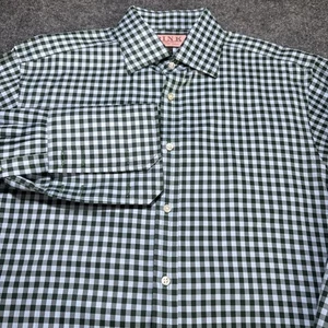 Thomas Pink Prestige Shirt Mens 15.5-34 Green Checkered Button Up French Cuff - Picture 1 of 16