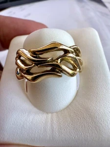 Custom Made 14K Yellow gold Open Weave Size 10 Band 6.4 grams - Picture 1 of 9