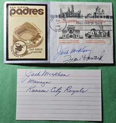 1980 San Diego Padres Ries Cachet FDC Autographed by Frank Howard & Jack McKeon - Image 1 of 4