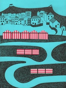 ABSTRACT ST IVES COASTLINE CORNWALL Pen & Ink Drawing ARTHUR MITSON 1987 - Picture 1 of 4