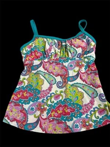 Kim Rogers Sz Small Tankini Top Paisley Nylon - Picture 1 of 3