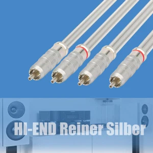 Paar Hi-end 4N Reines Silber Walzdraht HIFI Audio Interconnect RCA Cinch Kabel - Bild 1 von 10
