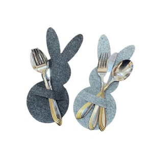Bestecktaschen Hase aus Filz im 2er Set-Osterdekoration - Bild 1 von 7