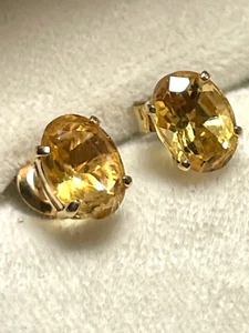Wunderschöne 585 Gold 14 K Ohrstecker Citrin Ohrringe oval Juwelier gepfl. - Bild 1 von 7