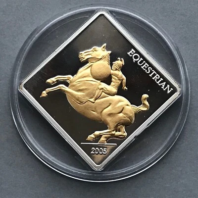 Mongolia Silver coin 500 Togrog  2005 1 Oz  EQUESTRIAN - Image 1 of 2