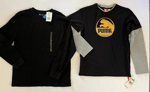 Lot of 2 NWT Puma Champion Youth Boy's Size Medium Long Sleeve T-shirts Black - Picture 1 of 8