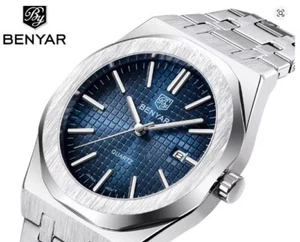 BENYAR WATCH STAINLESS STEEL QUARTZ BLUE 42MM - Picture 1 of 4