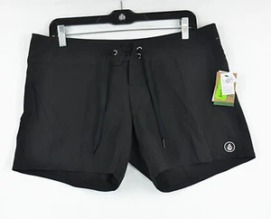 VOLCOM Simply Solid 5 Women's ECO True Sport Boardshorts Beach Gym Black Size 11 - Picture 1 of 9