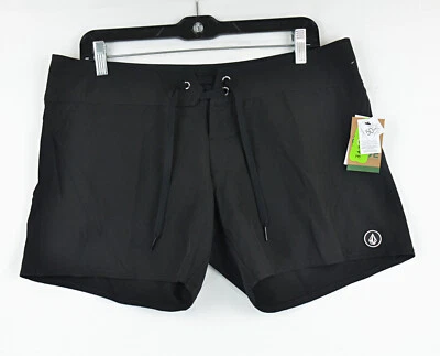 VOLCOM Simply Solid 5 Women's ECO True Sport Boardshorts Beach Gym Black Size 11 - Image 1 of 4