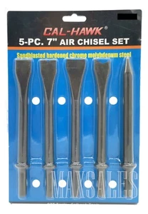 New 5Pc 7" Air Hammer Punch Chipping Chisel Set Extra Long Air Hammer Chisels - Picture 1 of 4