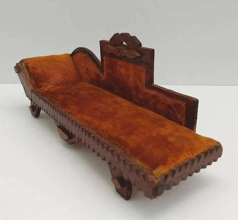 Antique salesman sample miniature chaise lounge fainting couch vtg dollhouse Cover