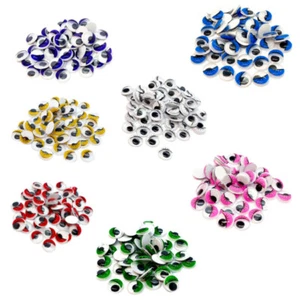 100 Wackelaugen 10mm mit bunten Wimpern Selbstklebend - Bild 1 von 9