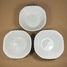 3 JOHNSON BROS BROTHERS REGENCY IRONSTONE WHITE SWIRL SQUARE CEREAL SOUP BOWLS