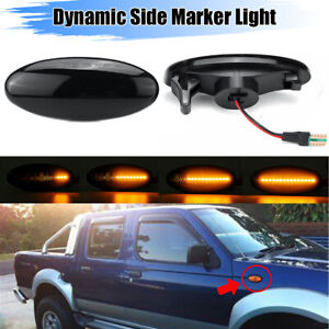 Smoke Dynamic LED Side Marker Light Turn Signal Lamp For Nissan Frontier 1998-05