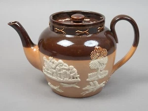 Royal Doulton Sprigged Drinking Hunting Rural Life Tea Pot - Picture 1 of 8