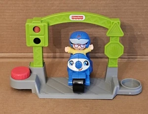 Fisher-Price Little People Stop & Go Police Motorcycle, Figure, and Sidewalk - Picture 1 of 8