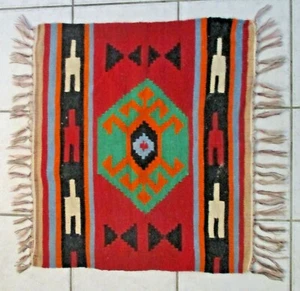 Antigua alfombra Kilim turca 31" x 28" manta de silla tejida a mano  - Imagen 1 de 6