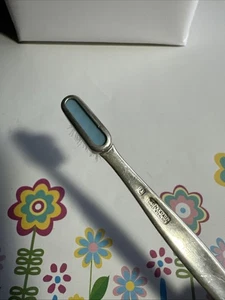 VINTAGE TOWLE STERLING SILVER BABY TOOTH BRUSH CONTOUR BLUE - Picture 1 of 8