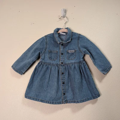 Vestido Vintage Años 90 Baby Guess 18M Boho Western Americana Babycore Denim Jumper Foto 1 de 4