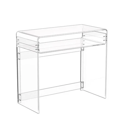 Uimoso Acrylic Side Table with Two Shelves and Storage, Modern Clear Design - Image 1 of 4