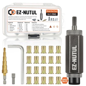 Nietmutter Montage Werkzeug Set Flachkopf Nietmutter Gewindeeinsatz Mutternsatz SAE & M - Bild 1 von 12