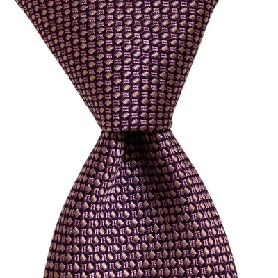 HUGO BOSS мужской шелк XL узкий галстук Италии дизайнерский геометрический розовый/фиолетовый EUC - Изображение 1 из 3