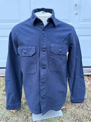 Wallace & Barnes Navy-Blue Twill Button-Up Long-Sleeve Shirt AU774 - M - Image 1 of 4