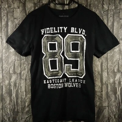 Angelo Litrico Herren Kurzarm T-shirt Schwarz 100% Baumwolle Dunkel Nummer Gr.L - Imagem 1 de 2