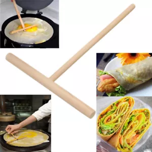 Crepe Pancake Spreader T-Shape Tool Kitchen Wooden Batter Food Utensil - Picture 1 of 3
