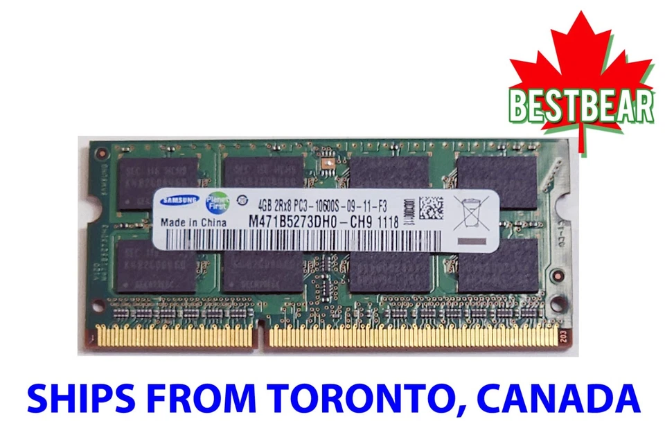 1x 4GB Samsung PC3-10600 1333MHz 1.5V 2Rx8 Laptop RAM DDR3 SODIMM 204Pin - Image 1 of 1