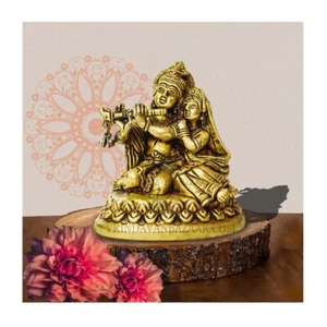 Messing Radha Krishna sitzend; Höhe 10 cm - Bild 1 von 4