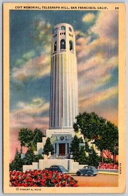 Coit Memorial Telegraph Hill San Francisco California Vintage Postcard 2062 - Image 1 of 2