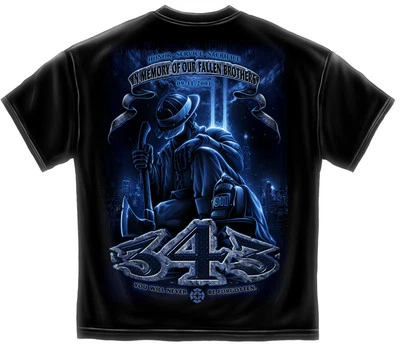 NEVER FORGET Our FALLEN BROTHERS 343 - FIREFIGHTER  - T-SHIRT  - Image 1 of 2