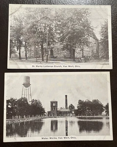 (2) Postales de colección Iglesia Luterana de San Marcos y Obras Acuáticas Van Wert, Ohio - Imagen 1 de 4