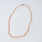 Blush Pink White Coral Bead Hand Knotted Necklace w Barrel Clasp 23.5" Vintage
