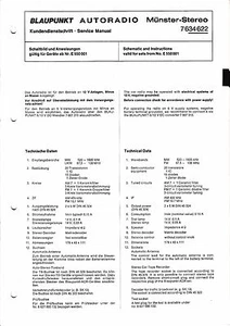Manual de servicio instrucciones para Blaupunkt Münster estéreo, 7 634 622 - Imagen 1 de 1