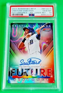 CRISTIAN SANTANA 2021 Bowman's Best Future Vib. Auto Lava Ref. /50 RC PSA Gem 10 - Picture 1 of 2