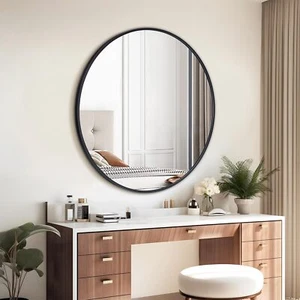 30 Inch Circle Mirror Wall Mirror for Bathroom Living Room Bedroom Vanity Black - Picture 1 of 7