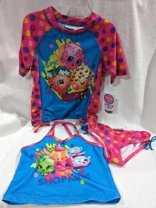 Shopkins Little Girl Pink Multi Rashguard Tankini 3-P Swimsuit Set (8752768) 6 - Picture 1 of 5