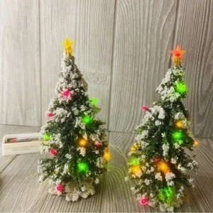 Vintage 2 Christmas Lemax Multi Color Lighted Tree Plastic Village Display 74161 - Picture 1 of 7