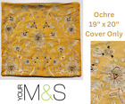Marks & Spencer Cushion Cover ONLY - OCHRE Yellow, Embroidered, Floral 19
