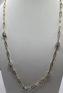 Sterling Silver 19” Vermeil Paper clip Chain Necklace (10.74g) - Picture 1 of 7