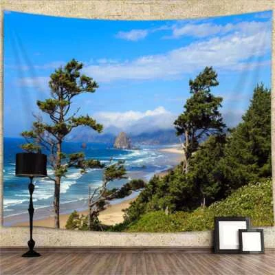 Planta Verde Playa Tapiz Extra Grande Colgante de Pared Océano Mar Naturaleza Fondo Foto 1 de 4