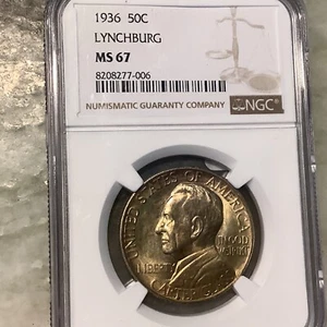 1936 Lynchburg Silver Commemorative Half Dollar MS67 - Picture 1 of 2