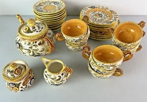 Cerámica italiana pintada a mano de colección - mayólica 11 tazas/platillo - 8 platos de almuerzo - Imagen 1 de 20