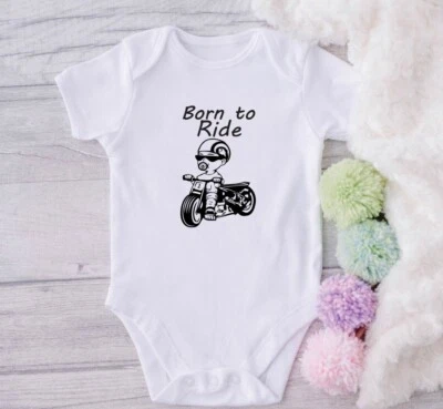 STINKY BABY BORN TO RIDE BIKER Motorrad Babygrow Baby Geschenk Weste Geschenk