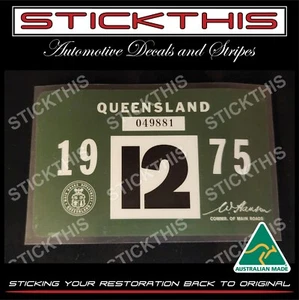 Reproduced Historic QLD Registration Rego Label Decal Sticker 1967 - 1980 - Picture 1 of 2